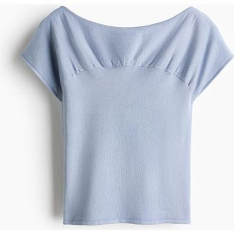 H&M Gathered Cap-sleeved Top in Light Blue at Nordstrom, Size Xx-Large