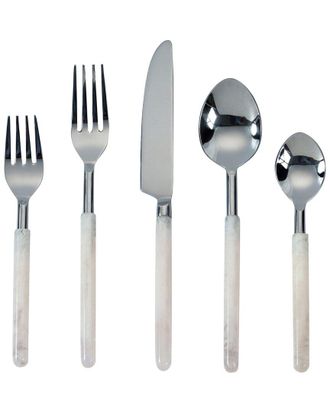 TOV Furniture Dnu Tov Furniture 5Pc Ribbed Stainless Steel Flatware - Service For 2