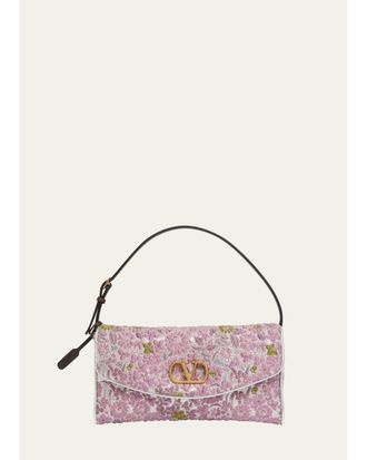 Valentino Garavani Devain Metallic Floral Jacquard Top-Handle Bag