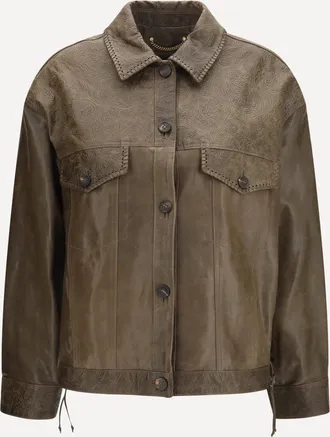 Golden Goose Babete leather Jacket with embossed details Female 40