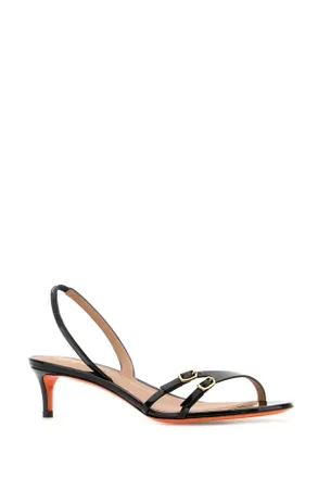 Santoni Womens Black Leather Virna Sandals N01 Sandali