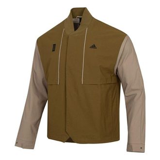 adidas Mens adidas Splicing Contrasting Colors Athleisure Casual Sports Jacket Olive H39339