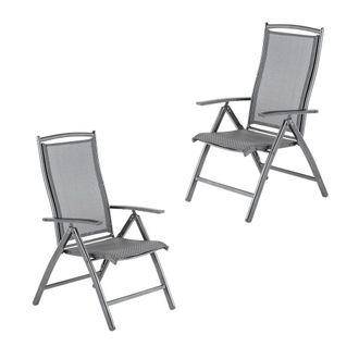 ED&Egrave;N JARD&Iacute; Pack de 2 sillones de aluminio antracita y textilene reclinables