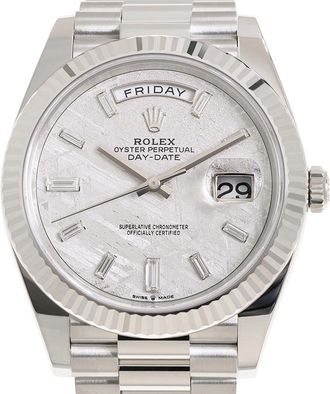 Rolex Day-Date 40 Meteorite Diamond Dial Mens Platinum President Watch M228236-0011