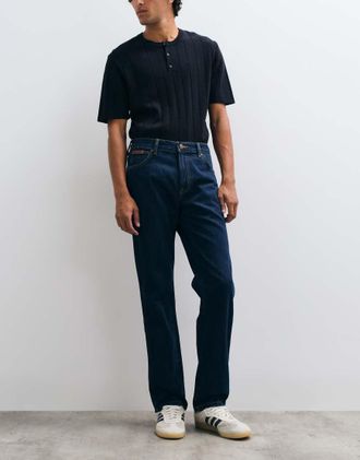Wrangler jeans Texas dritti in denim lavaggio scuro-Blu