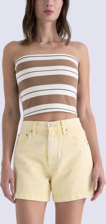 Pistola Denim Beverly Stripe Cotton Blend Strapless Top in Desert Egret Stripe at Nordstrom, Size X-Small