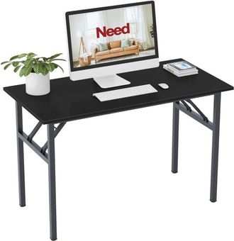 Soges Scrivania pieghevole SOGES, 120 x 60 x 75 cm, scrivania compatta per computer, arredamento per ufficio, scrivania per PC, tavolo da lavoro,Nero