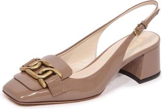 Tod's Schoenen, Dames, Beige, 37 EU, Patent Sling-back Schoenen Made in Italy