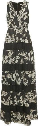 Alice & Olivia Gelaagde jurk met bloemenkant - Zwart