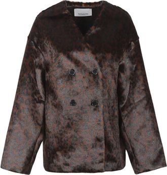 Frankie Shop Jassen, Dames, Bruin, S, Polyester, Valentina Faux Fur Luipaardjas