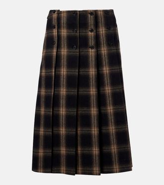 The Attico Gonna midi in cotone a quadri