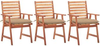 vidaXL Vidaxl - Sillas Comedor De Jard&iacute;n 3 Uds Madera Maciza Acacia Y Cojines