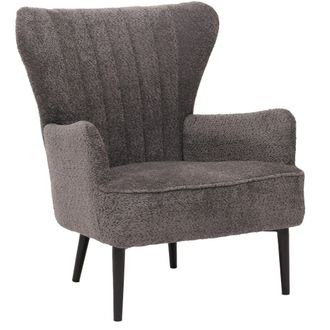Hhg Nunca Usado] Sill&oacute;n De Sal&oacute;n Hhg 060, Sill&oacute;n C&oacute;ctel/de Orejas Sill&oacute;n Tapizado Retro Vintage Tejido Chenilla (500g/m&sup2;) Oeko-tex, Gris Oscuro