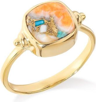 Tiramisu 14K Over Silver 2.35 ct. tw. Oyster Copper Turquoise Solitaire Ring
