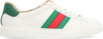 Gucci Mens Ace Leather Low-Top Sneakers White Calfskin Trainers