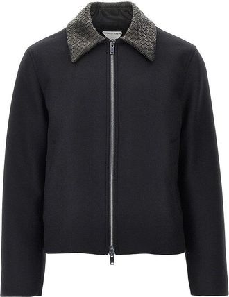 Bottega Veneta Felt jacket with Intrecciato leather collar Man 50
