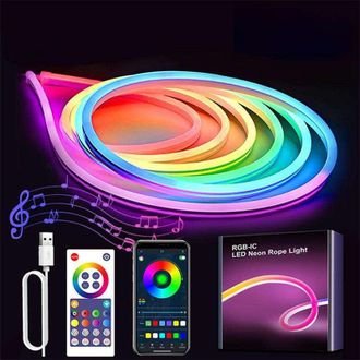 No Brand Guirnalda De Luces Ambientales De 5 Metros, Rgb+ic Con Degradado De Color, Compatible Con Control Por Aplicaci&oacute;n Y Sincronizaci&oacute;n Con M&uacute;sica, Resisten