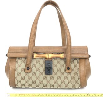 Gucci Canvas Bamboo Bullet Bag, Brown Womens Color (Pre-Owned)
