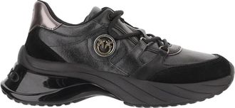 Pinko Leren Sneakers met Logo - Dames - Sneakers - Zwart - 38 EU - Leer - Schoenen