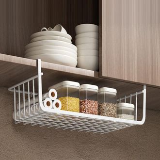 OEM Cesta De Almacenamiento Debajo De Estantes, Totalmente Met&aacute;lica Y Vers&aacute;til Cesta De Metal Para Cocina, Oficina, Despensa, Librer&iacute;a Blanca, Grande