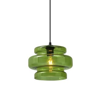 QAZQA Qazqa Retro/vintage L&aacute;mpara Colgante Retro Negra Con Cristal Verde - Denise Vidrio /met&aacute;lica Redonda Adecuado Para Led Max. 1 X 15 Watt