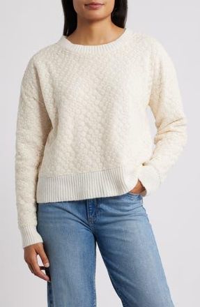 Bobeau Floral Embroidered Crewneck Sweater in Ivory at Nordstrom Rack, Size X-Large