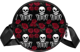 Generic Circle Crossbody Bag for Women, Skeleton Small Sling Bag Daypack with Zipper Adjustable Shoulder Straps Casual Ladies Girls Round Purse