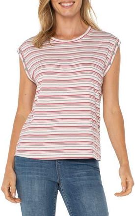 Liverpool L.A. Stripe Muscle Tee in Pink Multi Stripe at Nordstrom Rack, Size X-Large