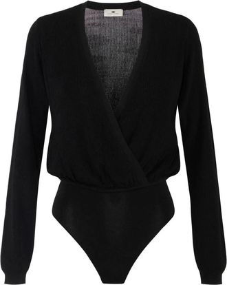 Elisabetta Franchi Ribbed Knit Bodysuit - Dames - Bodies - Zwart - XS - Tops