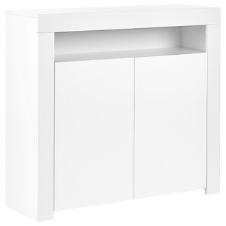 Beliani Beliani - Aparador Led Blanca 108 X 35 Cm Mdf 4 Estantes 2 Puertas Almacenaje Covina