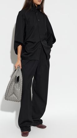 Bottega Veneta Wool Pleated Trousers, Womens, Black