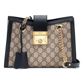 Gucci (WMNS) Gucci Padlock Small GG Shoulder Bag Beige Black 498156-KHNKG-9769