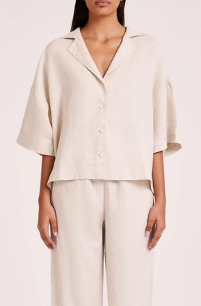 Nude Lucy Lounge Linen Shirt Top In Natural