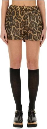 Stella McCartney Boxershorts met luipaardprint van zijdemix - Dames - Bermuda - Veelkleurig - M - Korte Broeken