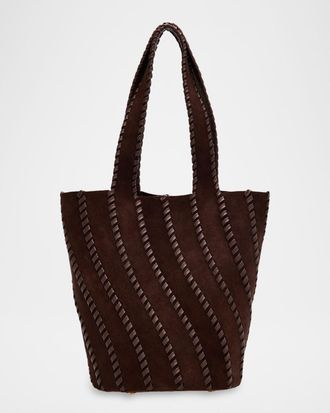 SIMKHAI Talia Leather Whipstitch Suede Bucket Bag