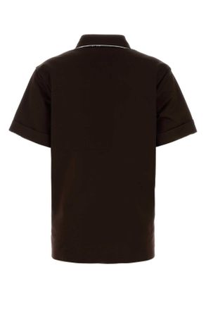 Prada Womens Chocolate Cotton Polo Shirt Ebano Exterior