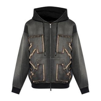 Off-white Zip-throughs, male, Gray, Size: 2XL Hooded Sweatshirt