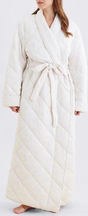 Papinelle Sleepwear Quilted Cotton Maxi Robe in Ecru at Nordstrom, Size X-Small