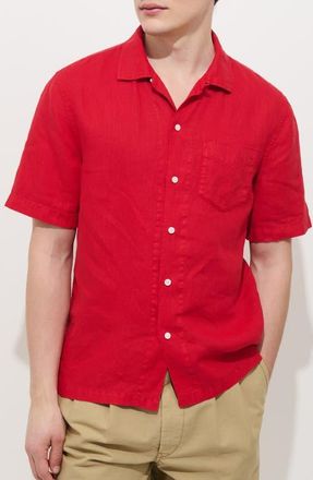Alex Mill Linen Camp Shirt in Scarlet at Nordstrom, Size Xx-Large
