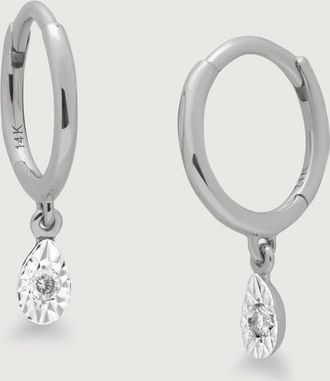 Monica Vinader Gold Teardrop Diamond Mini Huggie Earrings Lab Grown Diamond