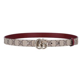 Gucci (WMNS) Gucci 25 GG Marmont Reversible Thin Belt Beige Red 659418-92TIG-9792