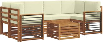 vidaXL Conjunto De Sof&aacute;s De Exterior 7 Uds. Natural Y Crema Vidaxl