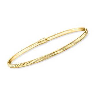RS Pure by Ross-Simons Italian 14kt Yellow Gold Ridged Bangle Bracelet