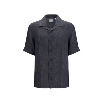 Brunello Cucinelli Gray Linen Mens Shirt