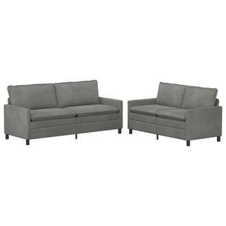 vidaXL Set Di Divani 2 Pz Grigio Scuro Velluto Vidaxl