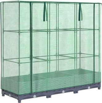 vidaXL Vidaxl - Raised Bed with Greenhouse Cover Rattan Look 120x40x123 cm