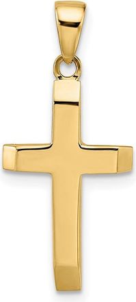 Diamond2Deal 14k Yellow Gold Polished Tapered Ends Hollow Cross Pendant