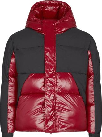 Save The Duck Luma Hooded Puffer Jacket in Mineral Red/Black Men