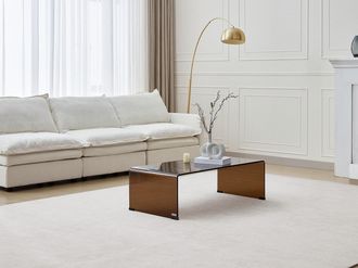 Vente-Unique Tavolino in Vetro temperato curvo Bruno - ALONZO