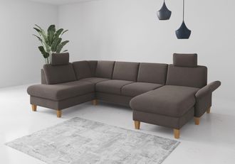 HOME AFFAIRE Wohnlandschaft »Rochelle, U-Form« optional mit Armteilverstellung, mit Bettfunktion & Bettkasten